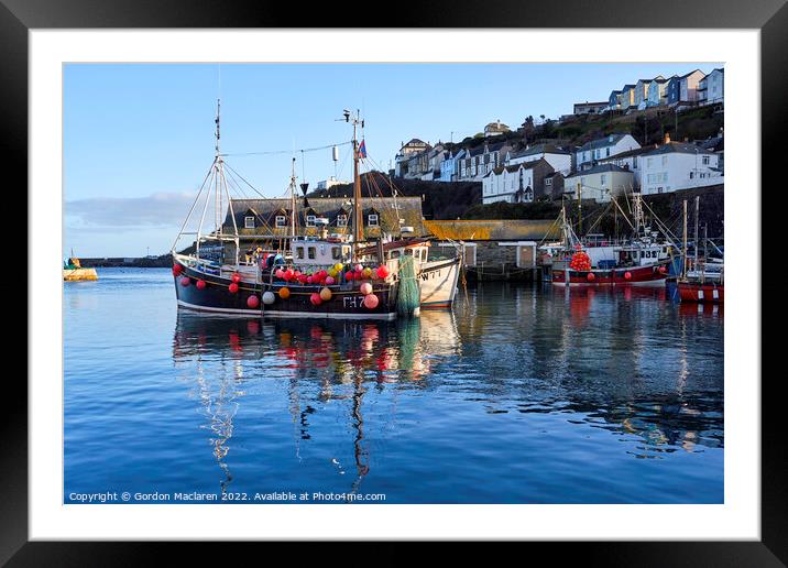 Boats In Mevagissey Harbour, Cornwall  Framed Mounted Print by Gordon Maclaren