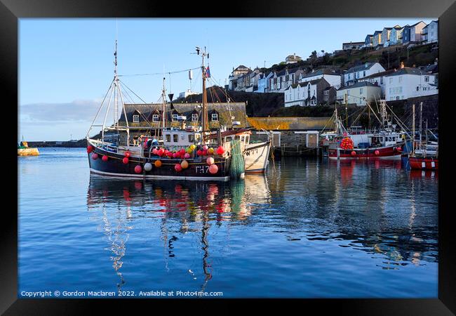 Boats In Mevagissey Harbour, Cornwall  Framed Print by Gordon Maclaren