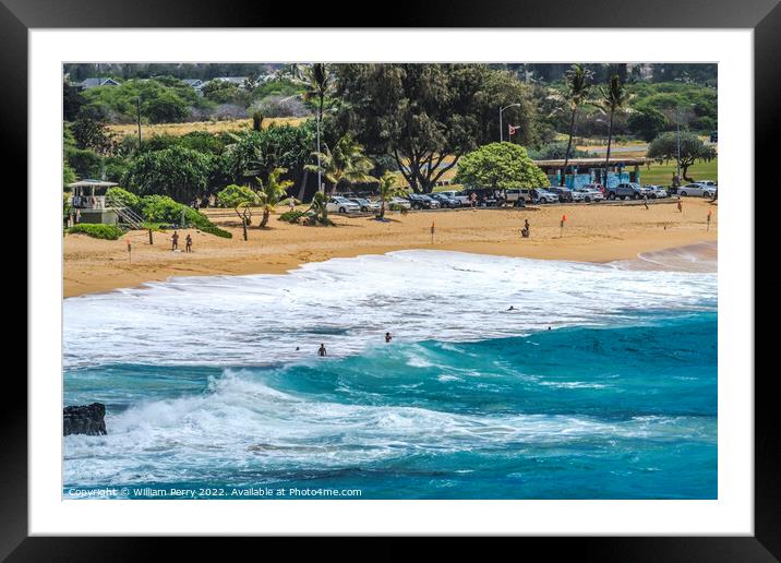 Colorful Sandy Beach Honolulu Oahu Hawaii Framed Mounted Print by William Perry