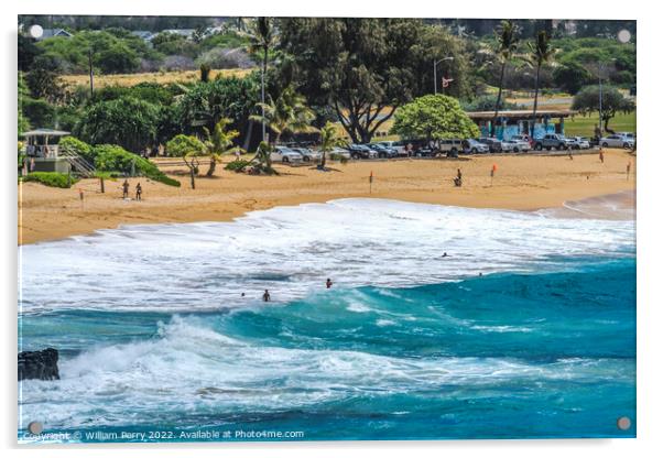 Colorful Sandy Beach Honolulu Oahu Hawaii Acrylic by William Perry