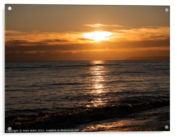 Sunset Sea in Sussex. Acrylic by Mark Ward