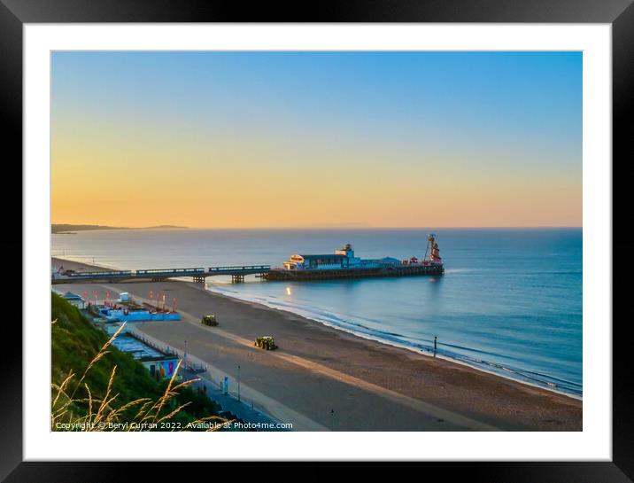 A Glowing Sunrise over Bournemouth Beach Framed Mounted Print by Beryl Curran