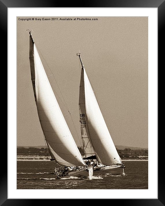 Two yachts sailing upwind Framed Mounted Print by Gary Eason