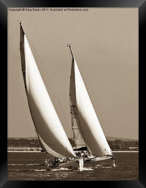 Two yachts sailing upwind Framed Print by Gary Eason