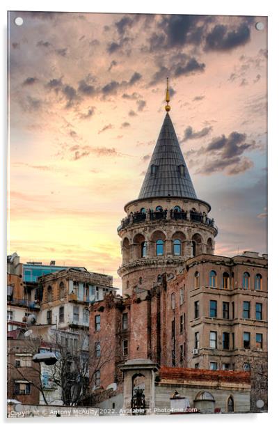 Istanbul Galata Tower at Sunset Acrylic by Antony McAulay