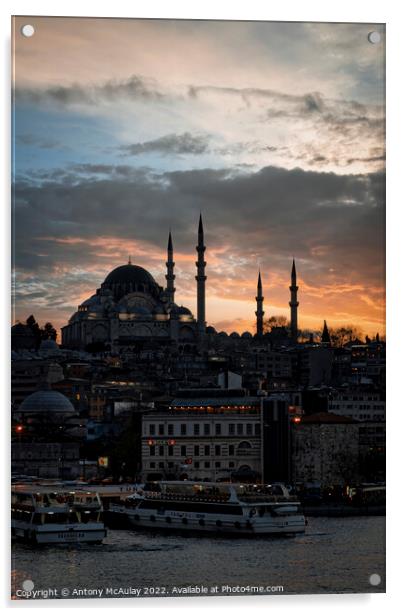 Istanbul Suleymaniye Mosque at Sunset Acrylic by Antony McAulay