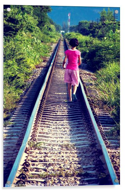 Thai Girl Walking Away Acrylic by Antony McAulay