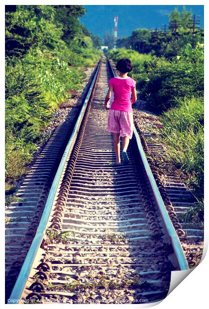 Thai Girl Walking Away Print by Antony McAulay