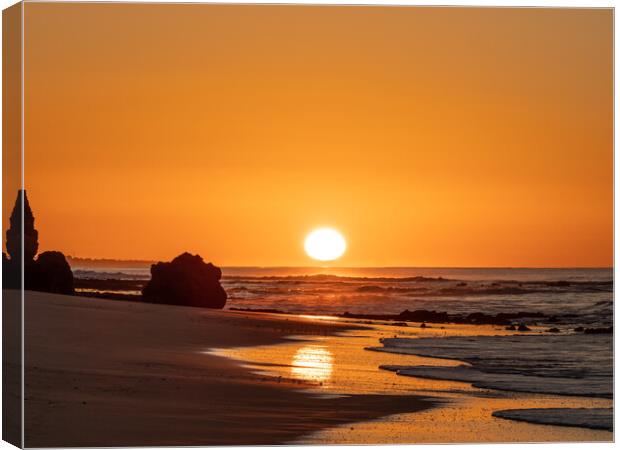 Sunrise on Praia Da Oura Canvas Print by Tony Twyman