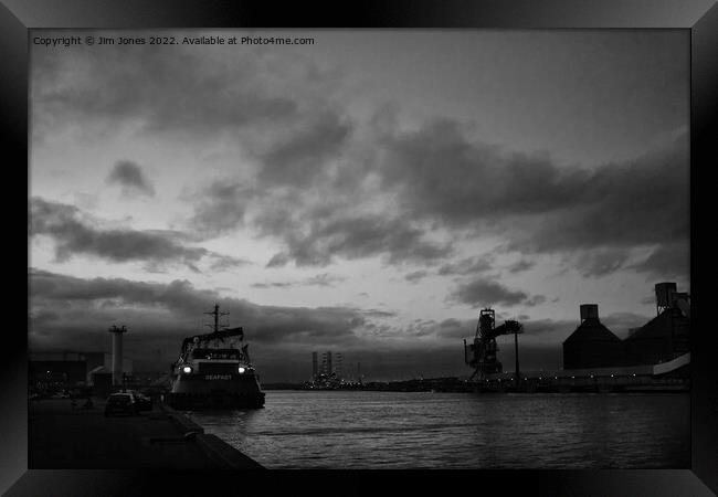 Sunset on the River Blyth - Monochrome Framed Print by Jim Jones