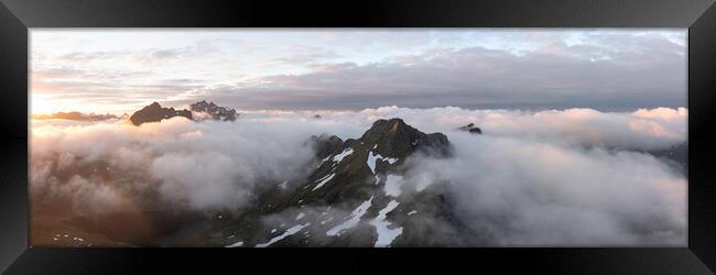 Moysalen National Park arctic circle cloud inversion nasjonalpark aerial Vesteralen islands Norway Framed Print by Sonny Ryse