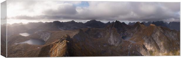 Munken Moskenesoya mountains aerial Lofoten Islands Canvas Print by Sonny Ryse