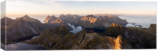 Munken Mountain Moskenesoya Aerial Lofoten Islands Canvas Print by Sonny Ryse