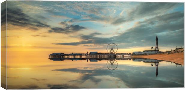 Blackpool Tower And Central Pier Canvas Print by Phil Durkin DPAGB BPE4