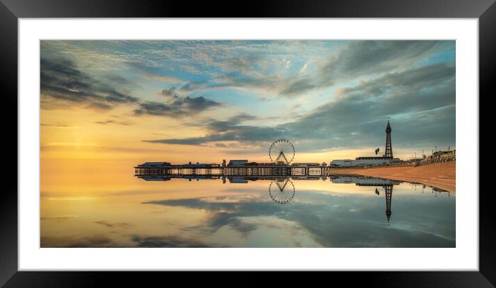 Blackpool Tower And Central Pier Framed Mounted Print by Phil Durkin DPAGB BPE4