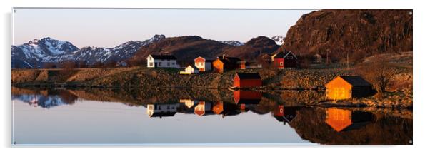 Norwegian arctic circle village cabins and boathouses lofoten Is Acrylic by Sonny Ryse