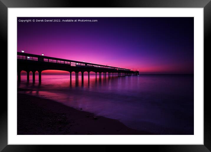 Golden Sunrise at Boscombe Pier Framed Mounted Print by Derek Daniel