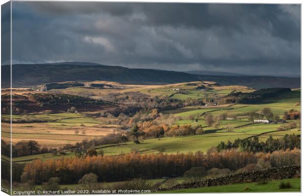 Sunshine and Shadows on Upper Teesdale from Stable Edge Canvas Print by Richard Laidler