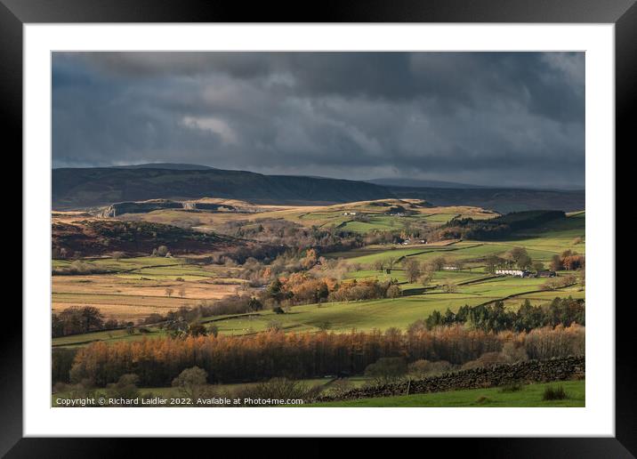 Sunshine and Shadows on Upper Teesdale from Stable Edge Framed Mounted Print by Richard Laidler