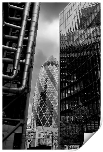 30 St Mary Axe The Gherkin Lloyds and Willis Building Print by Andy Evans Photos
