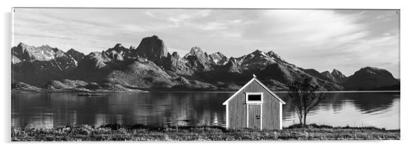 Norwegian hut Black and white Vesteralen Langoya Island Acrylic by Sonny Ryse