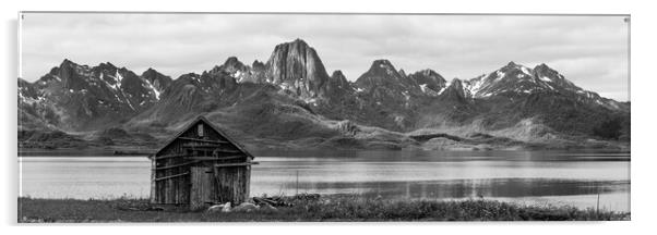 Norwegian Hut Black and white Vesteralen Acrylic by Sonny Ryse