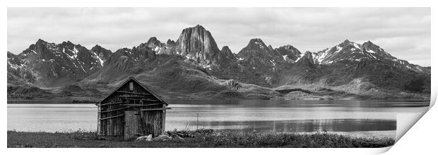 Norwegian Hut Black and white Vesteralen Print by Sonny Ryse