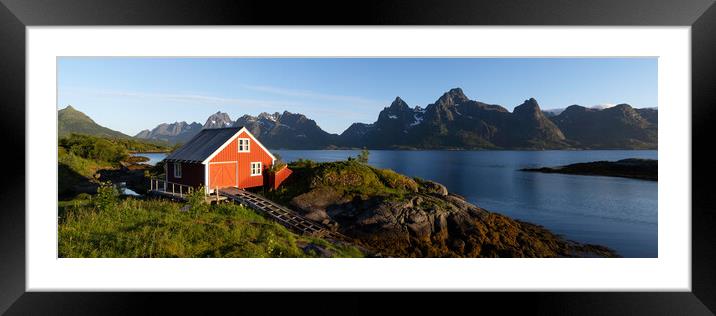 Norwegian Red boathouse Raftsundet Lofoten Islands Norway 2 Framed Mounted Print by Sonny Ryse