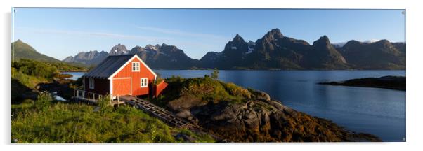 Norwegian Red boathouse Raftsundet Lofoten Islands Norway 2 Acrylic by Sonny Ryse