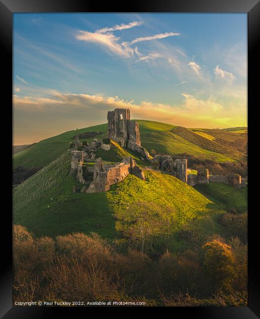 Corfe Castle Sunrise Framed Print by Paul Tuckley
