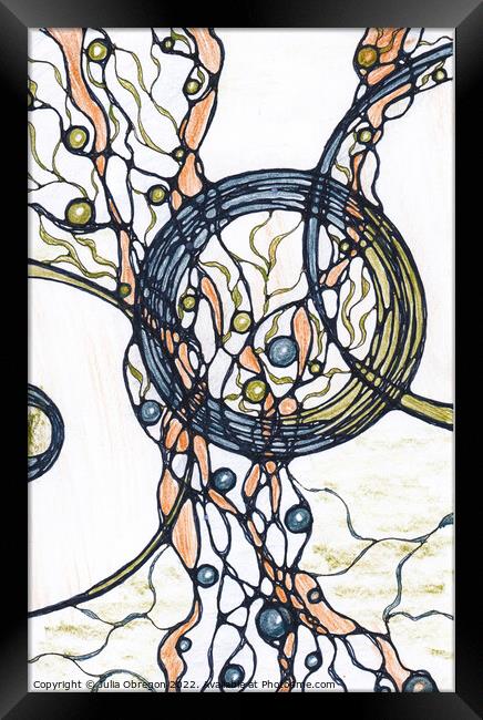  Hand-drawn neurographic illustration.  Framed Print by Julia Obregon