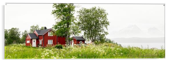 Norwegian Red house Nordland Acrylic by Sonny Ryse