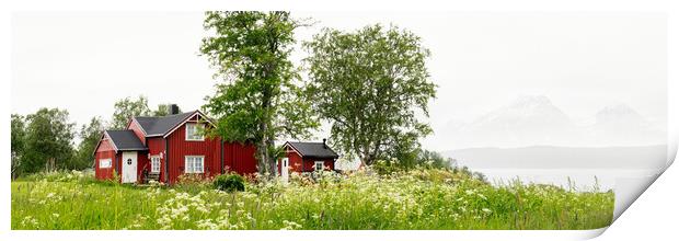 Norwegian Red house Nordland Print by Sonny Ryse