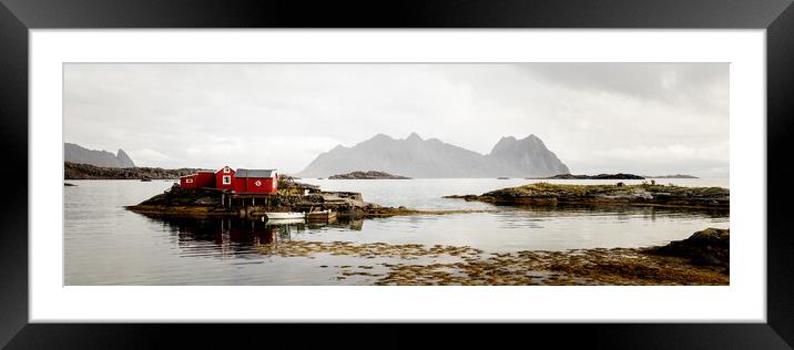 Norwegian Red Rorbu Litlmolla Island Austvagoya Lofoten Islands Framed Mounted Print by Sonny Ryse