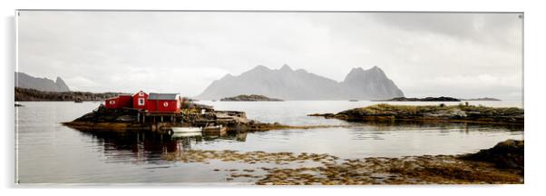 Norwegian Red Rorbu Litlmolla Island Austvagoya Lofoten Islands Acrylic by Sonny Ryse