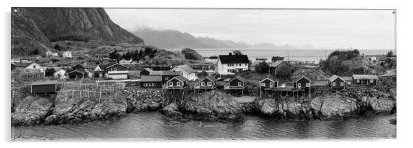 Norwegian Rorbu Hamnoy Island Lofoten Islands Black and white Acrylic by Sonny Ryse