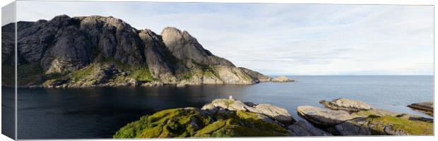 Nusfjord Lighthouse_and Mountains Lofoten Islands Canvas Print by Sonny Ryse