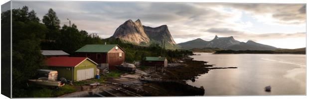 Ofjorden Boathouses Nordland Norway Canvas Print by Sonny Ryse