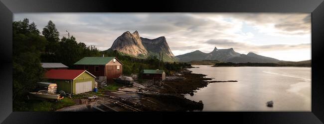 Ofjorden Boathouses Nordland Norway Framed Print by Sonny Ryse
