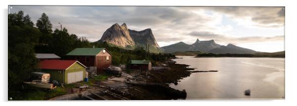 Ofjorden Boathouses Nordland Norway Acrylic by Sonny Ryse