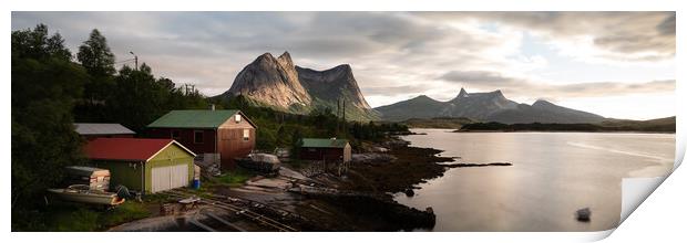 Ofjorden Boathouses Nordland Norway Print by Sonny Ryse