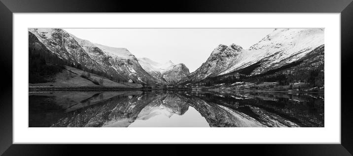 Oldevatnet Lake black and white norway Framed Mounted Print by Sonny Ryse