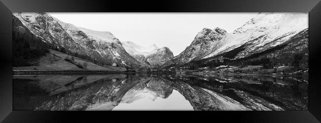 Oldevatnet Lake black and white norway Framed Print by Sonny Ryse