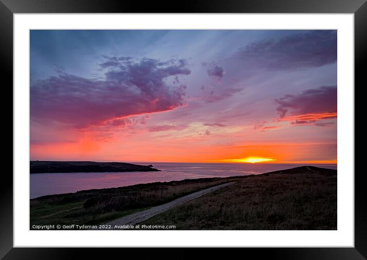 Crantock Bay Sunset Framed Mounted Print by Geoff Tydeman