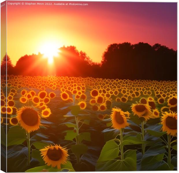 Sunflowers in a field Canvas Print by Stephen Pimm