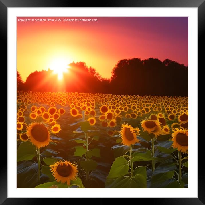 Sunflowers in a field Framed Mounted Print by Stephen Pimm