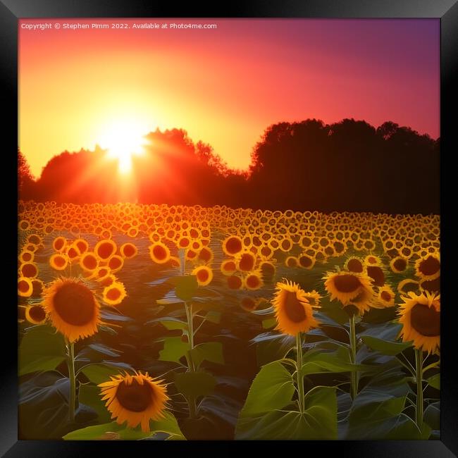 Sunflowers in a field Framed Print by Stephen Pimm