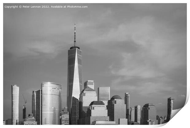 Manhattan Skyline in mono Print by Peter Lennon