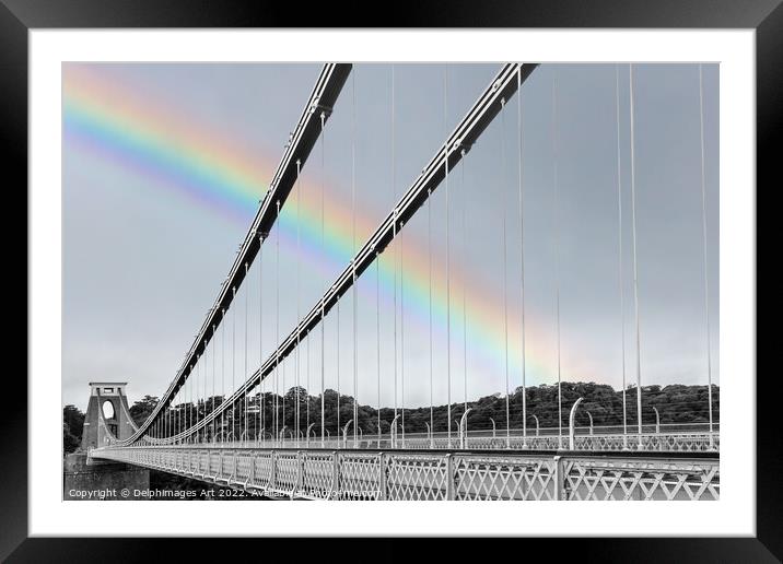 Rainbow over Clifton bridge, Bristol Framed Mounted Print by Delphimages Art