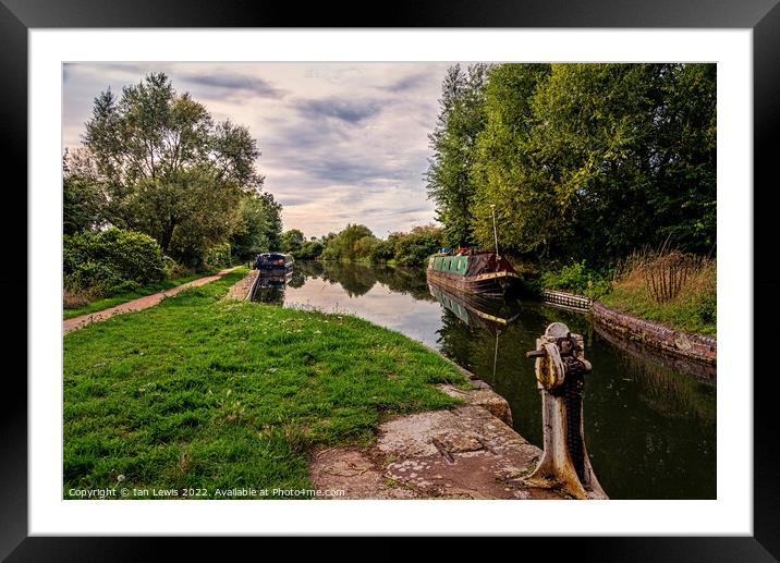 Canal Boats Above Midgham Lock Framed Mounted Print by Ian Lewis